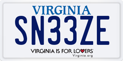 VA license plate SN33ZE