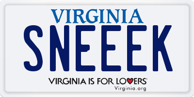 VA license plate SNEEEK