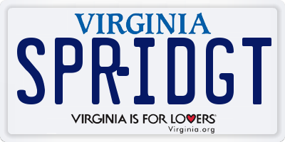 VA license plate SPRIDGT