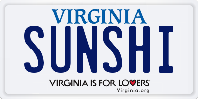 VA license plate SUNSHI