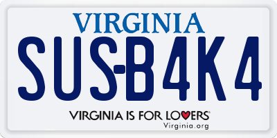VA license plate SUSB4K4