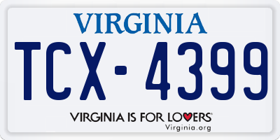 VA license plate TCX4399