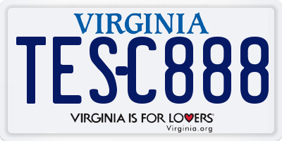 VA license plate TESC888