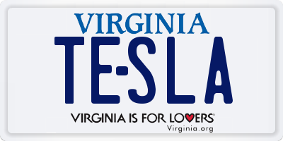 VA license plate TESLA