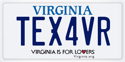VA license plate TEX4VR