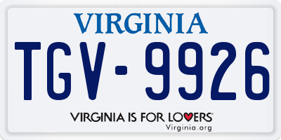 VA license plate TGV9926