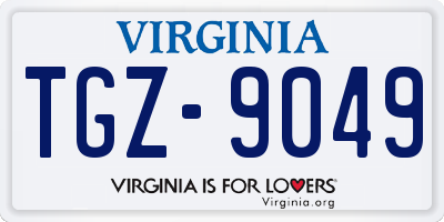 VA license plate TGZ9049