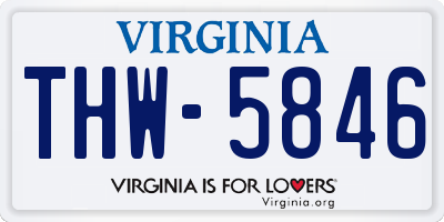 VA license plate THW5846