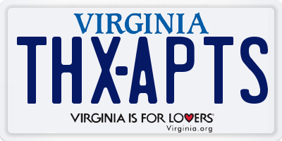 VA license plate THXAPTS