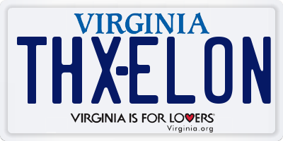 VA license plate THXELON