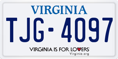 VA license plate TJG4097