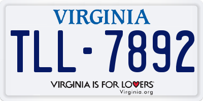 VA license plate TLL7892