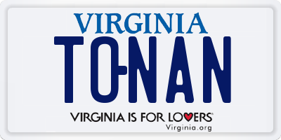 VA license plate TONAN