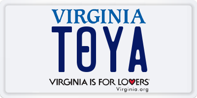 VA license plate TOYA