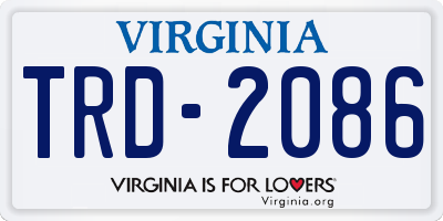 VA license plate TRD2086