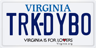 VA license plate TRKDYBO