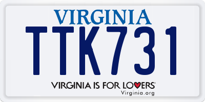 VA license plate TTK731