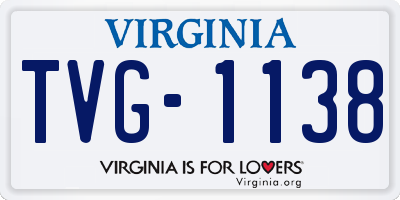 VA license plate TVG1138