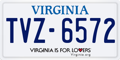 VA license plate TVZ6572