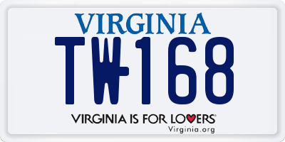 VA license plate TW168