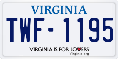 VA license plate TWF1195