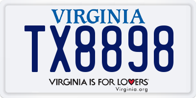 VA license plate TX8898