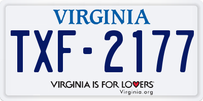 VA license plate TXF2177