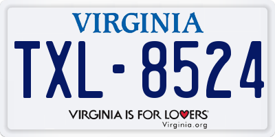 VA license plate TXL8524