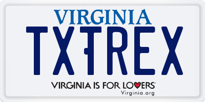 VA license plate TXTREX