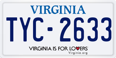 VA license plate TYC2633