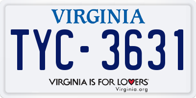 VA license plate TYC3631