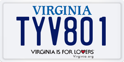VA license plate TYV801