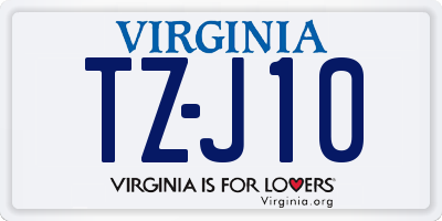 VA license plate TZJ10