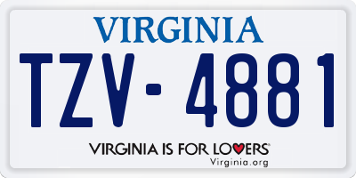 VA license plate TZV4881