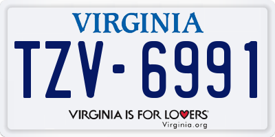 VA license plate TZV6991