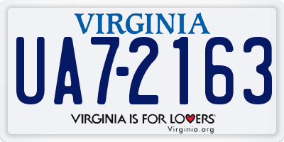 VA license plate UA72163