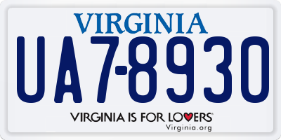 VA license plate UA78930