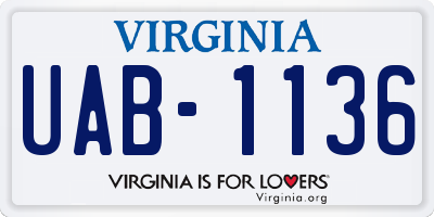 VA license plate UAB1136