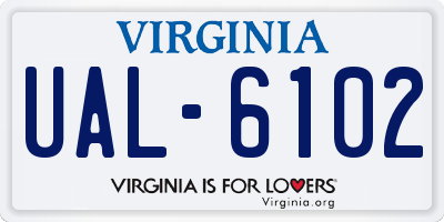 VA license plate UAL6102