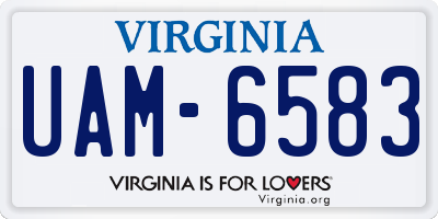 VA license plate UAM6583