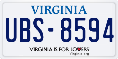 VA license plate UBS8594