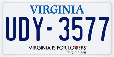 VA license plate UDY3577