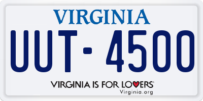 VA license plate UUT4500