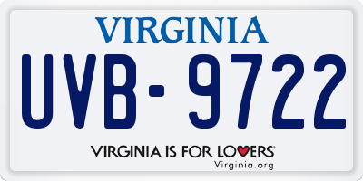 VA license plate UVB9722