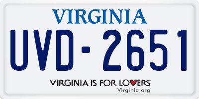 VA license plate UVD2651