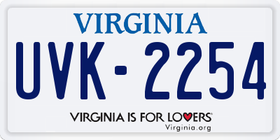 VA license plate UVK2254