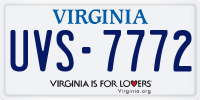 VA license plate UVS7772