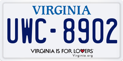 VA license plate UWC8902