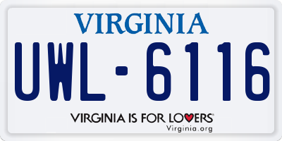 VA license plate UWL6116