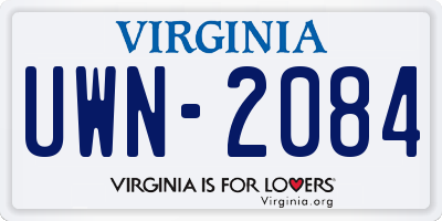 VA license plate UWN2084